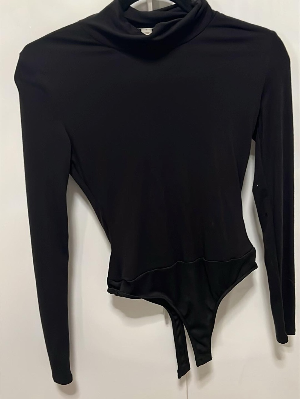 Women's Black Long-Sleeve Turtleneck Bodysuit